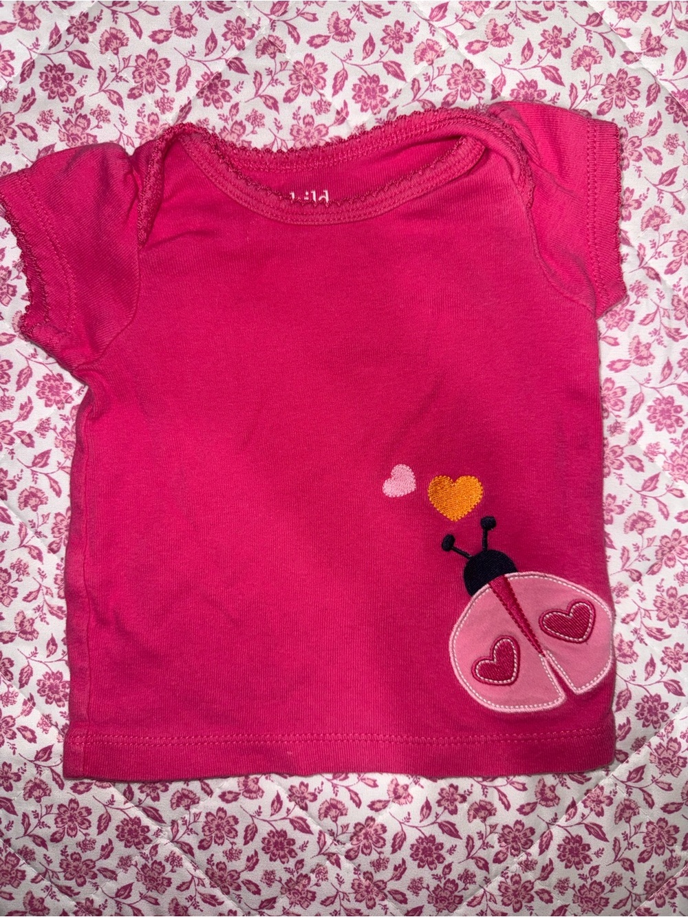 Child of Mine Hot Pink Ladybug Applique Short-Sleeve Tee 0/3M